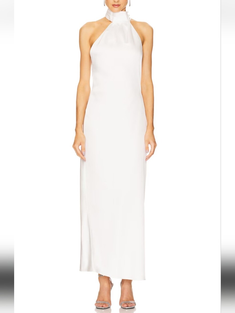 Significant Other Satiny  Halter Maxi Dress in White size 6 new with tags